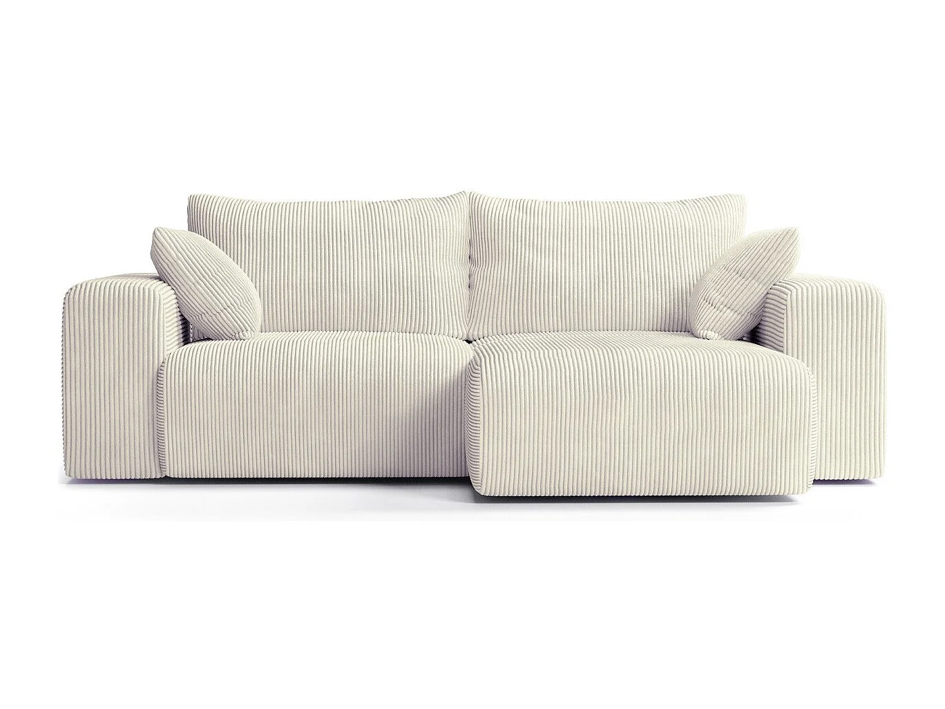 Canapé d'angle convertible réversible 3 places en velours côtelé beige - Amara