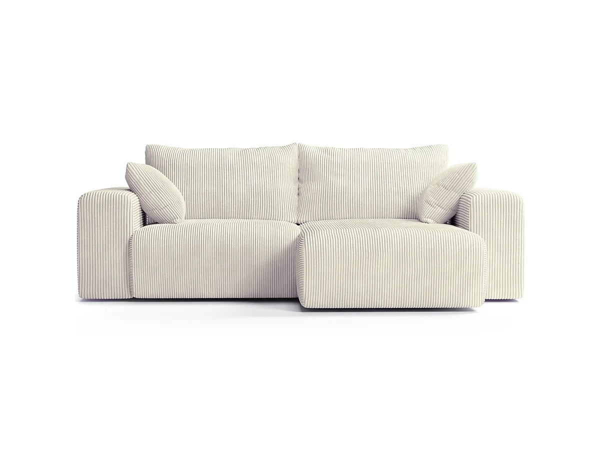 Canapé d'angle réversible convertible 3 places en velours beige AMARA