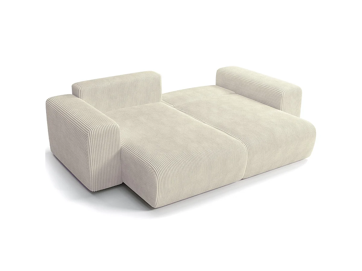 Canapé d'angle réversible convertible 3 places en velours beige AMARA