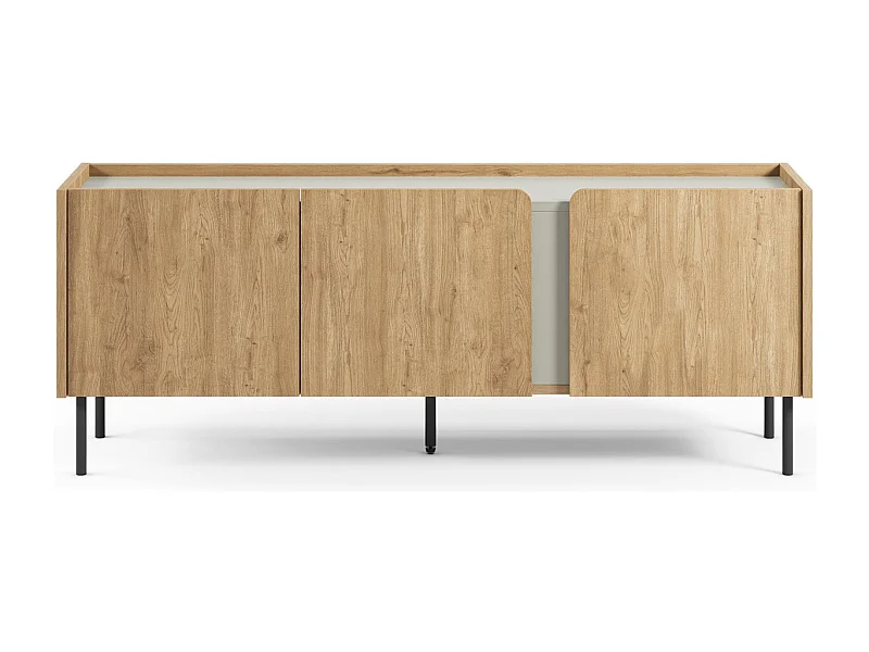 Meuble TV 3 portes décor chêne et vert 140 cm - Ingo