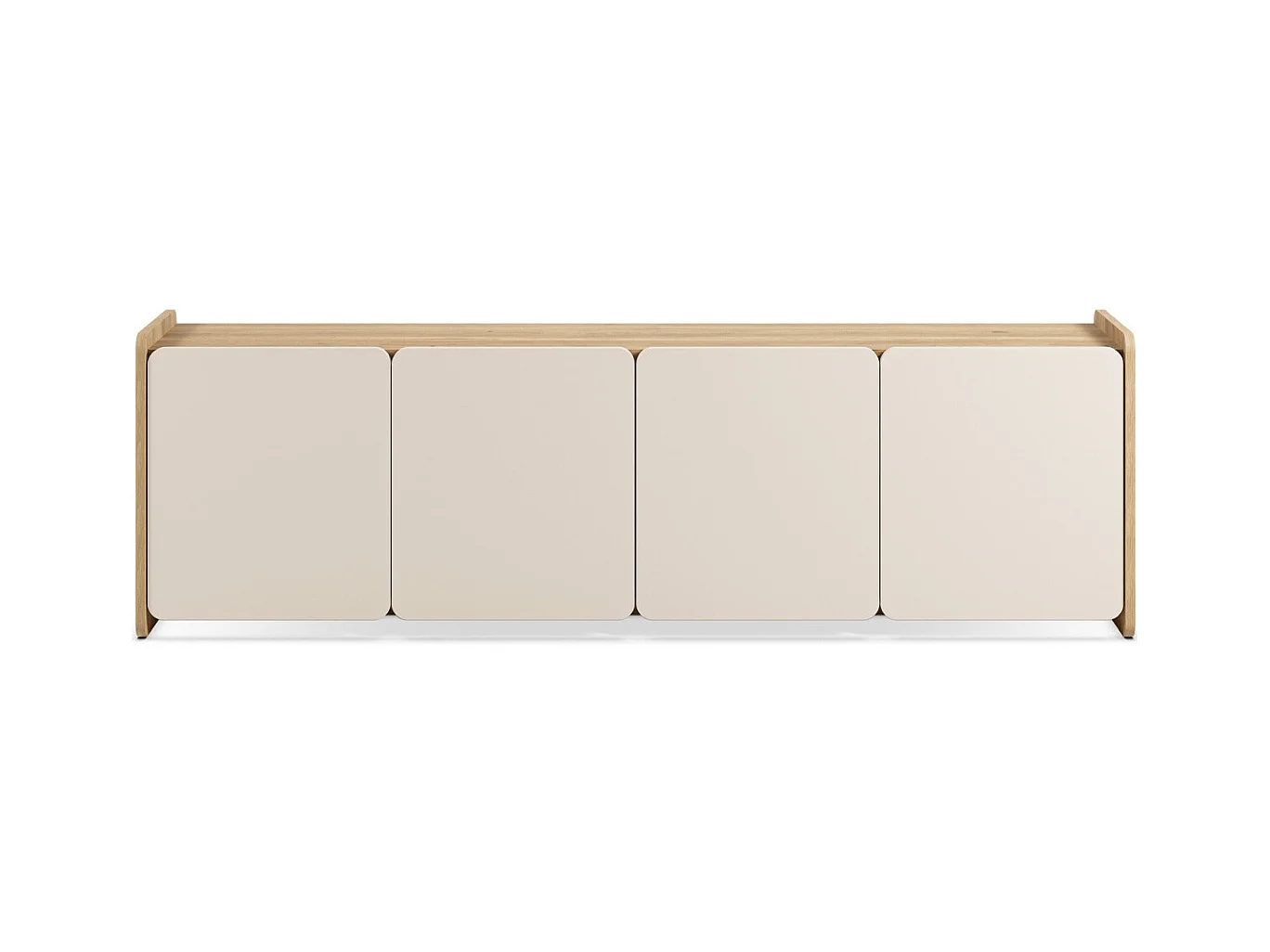 Meuble TV 4 portes beige et décor chêne 180 cm - Sami