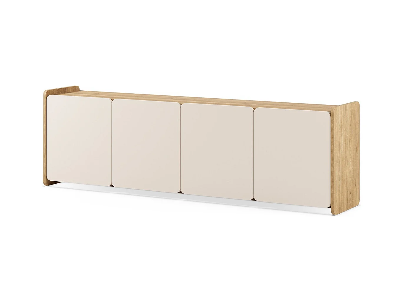 Meuble TV 4 portes beige et décor chêne 180 cm - Sami
