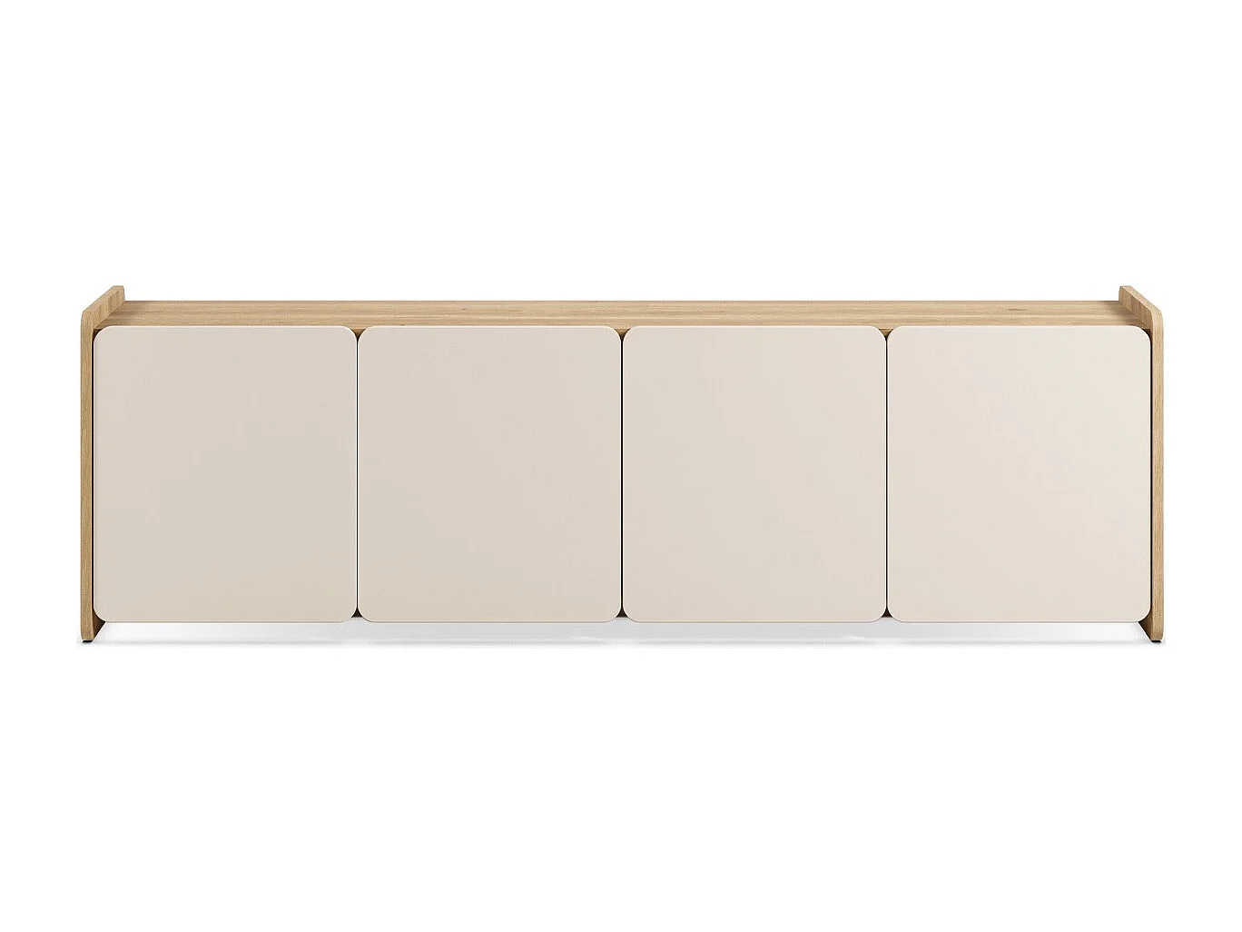 Meuble TV 4 portes beige et décor chêne 180 cm - Sami