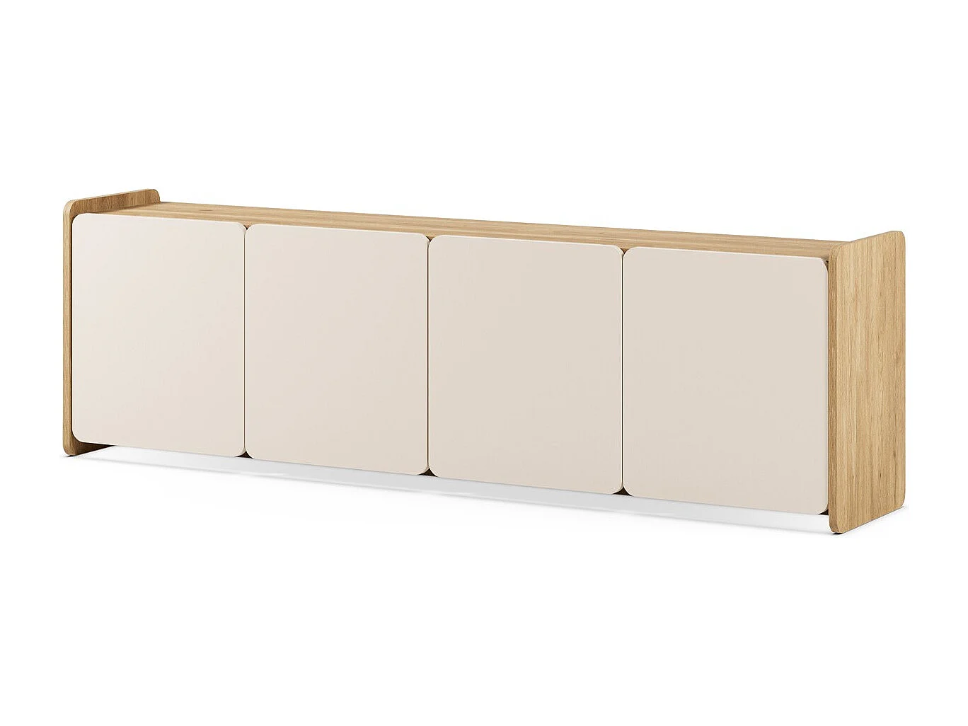 Meuble TV 4 portes beige et décor chêne 180 cm - Sami