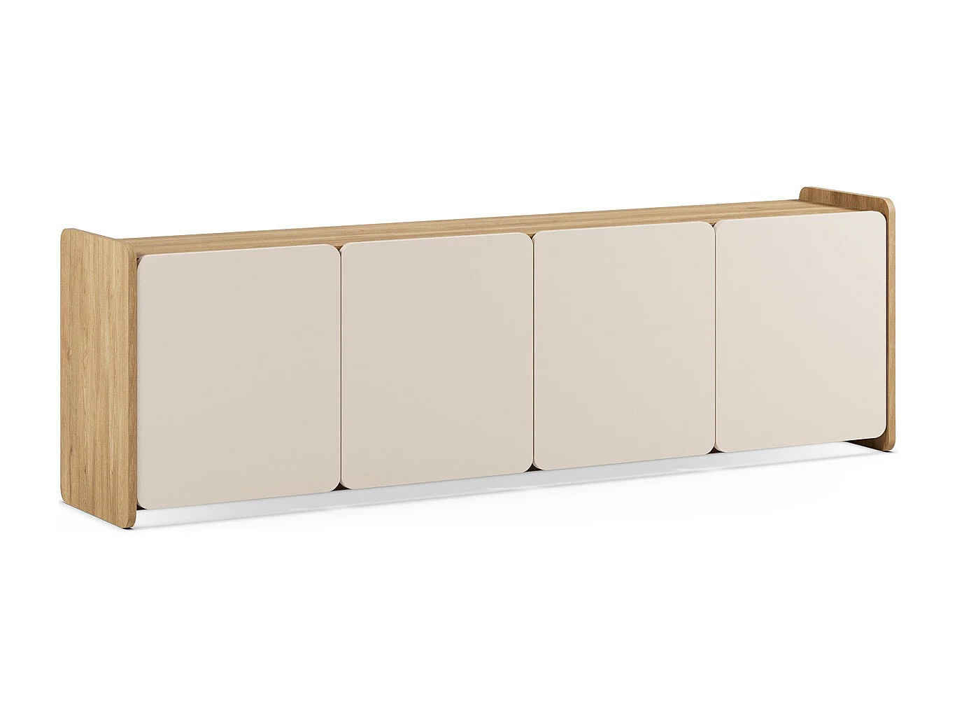 Meuble TV 4 portes beige et décor chêne 180 cm - Sami