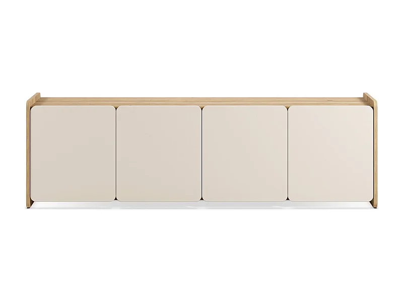 Meuble TV 4 portes beige et décor chêne 180 cm - Sami