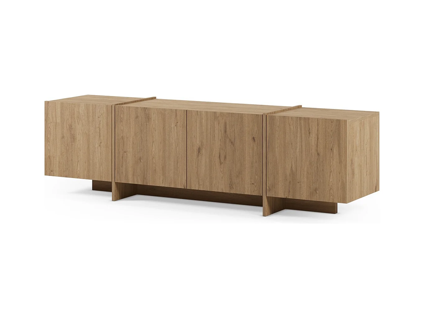 Meuble TV 4 portes décor chêne 180 cm - Owen