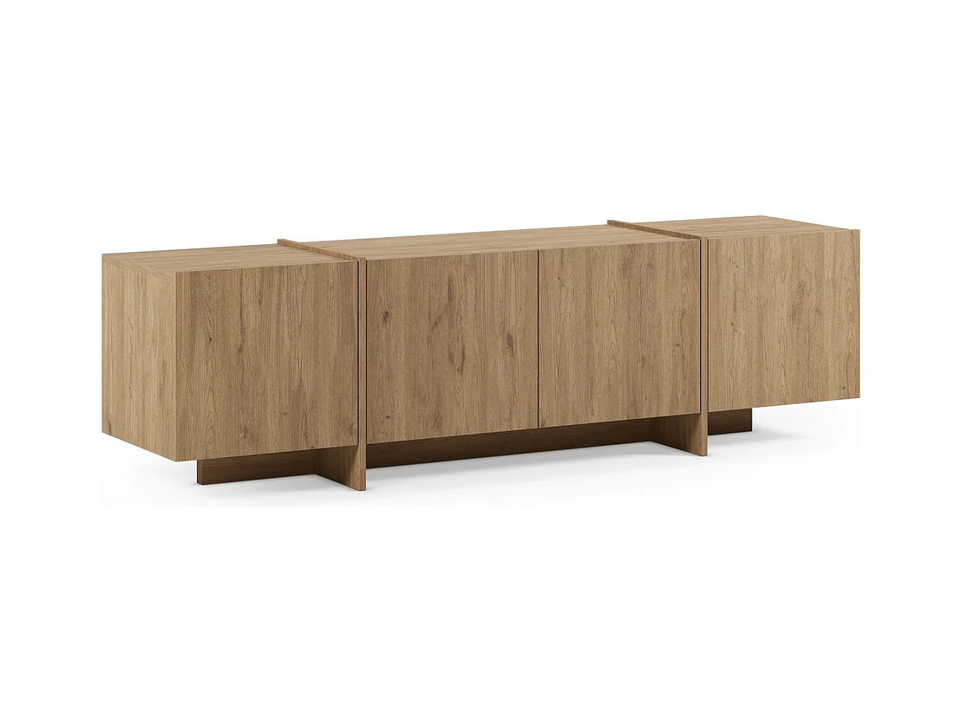 Meuble TV 4 portes décor chêne 180 cm - Owen