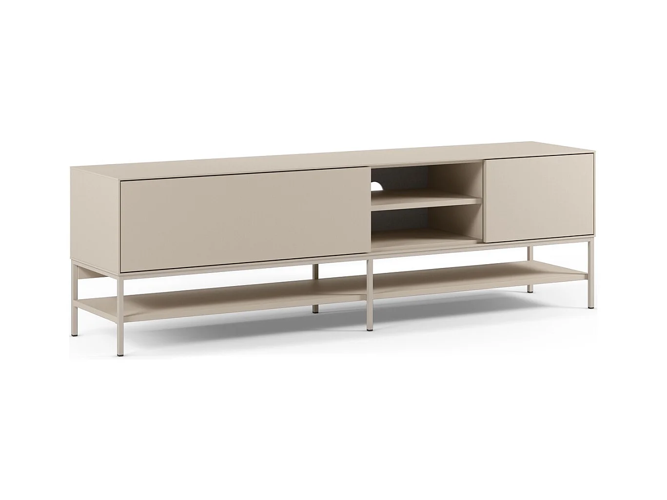 Meuble TV 2 portes 2 niches beige 180 cm - Zara