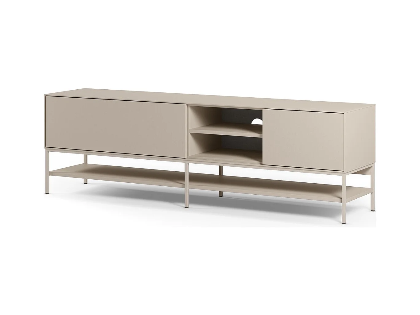 Meuble TV 2 portes 2 niches beige 180 cm - Zara