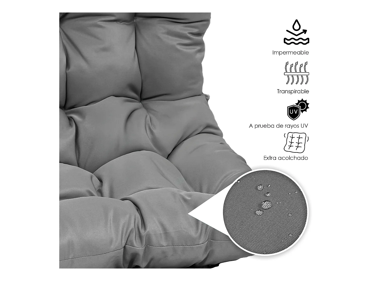 Silla Colgante Yoevu - con reposapiés para interior y exterior - YV-RELAXCHAIR