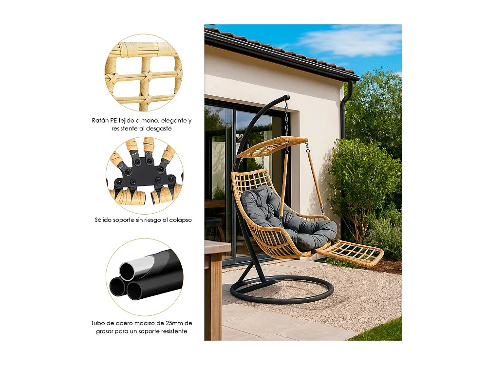 Silla Colgante Yoevu - con reposapiés para interior y exterior - YV-RELAXCHAIR