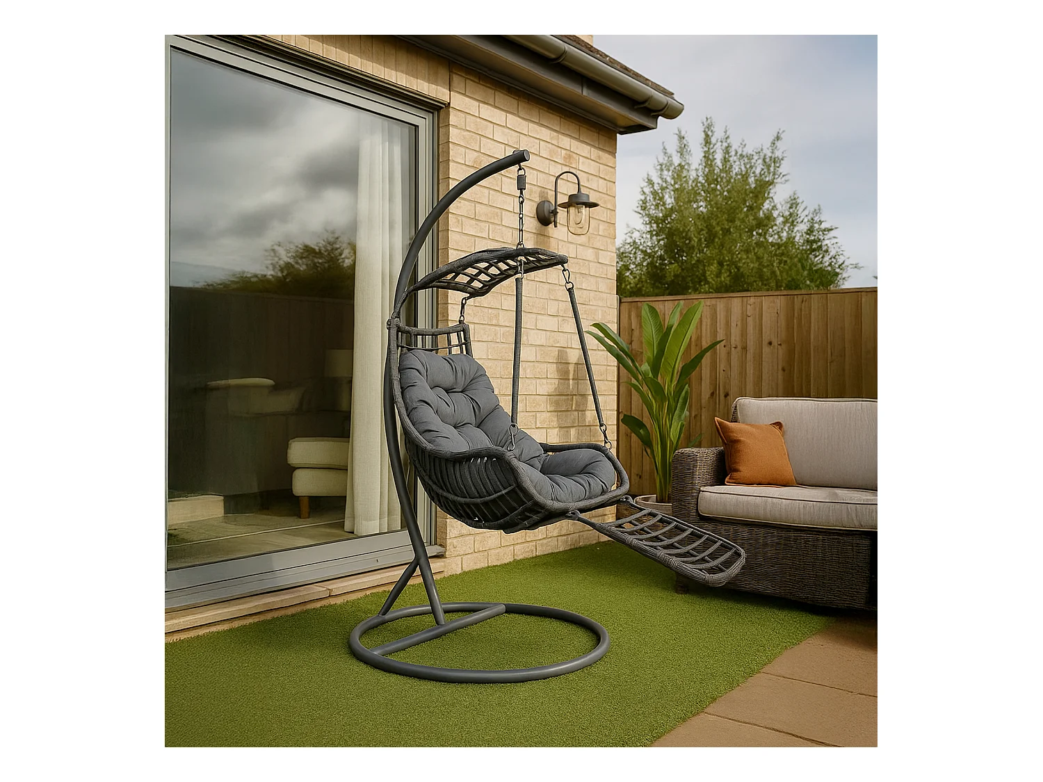 Silla Colgante Yoevu - con reposapiés para interior y exterior - YV-RELAXCHAIR