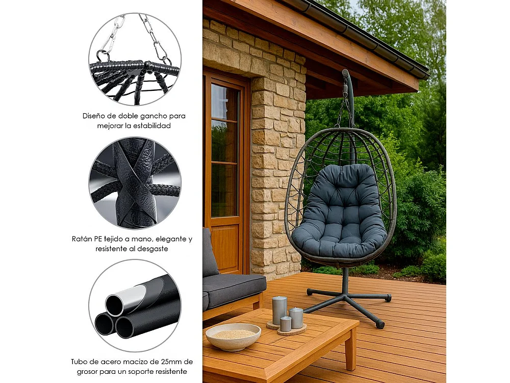 Silla Colgante Yoevu - para interior y exterior - YV-SWINGCHAIR