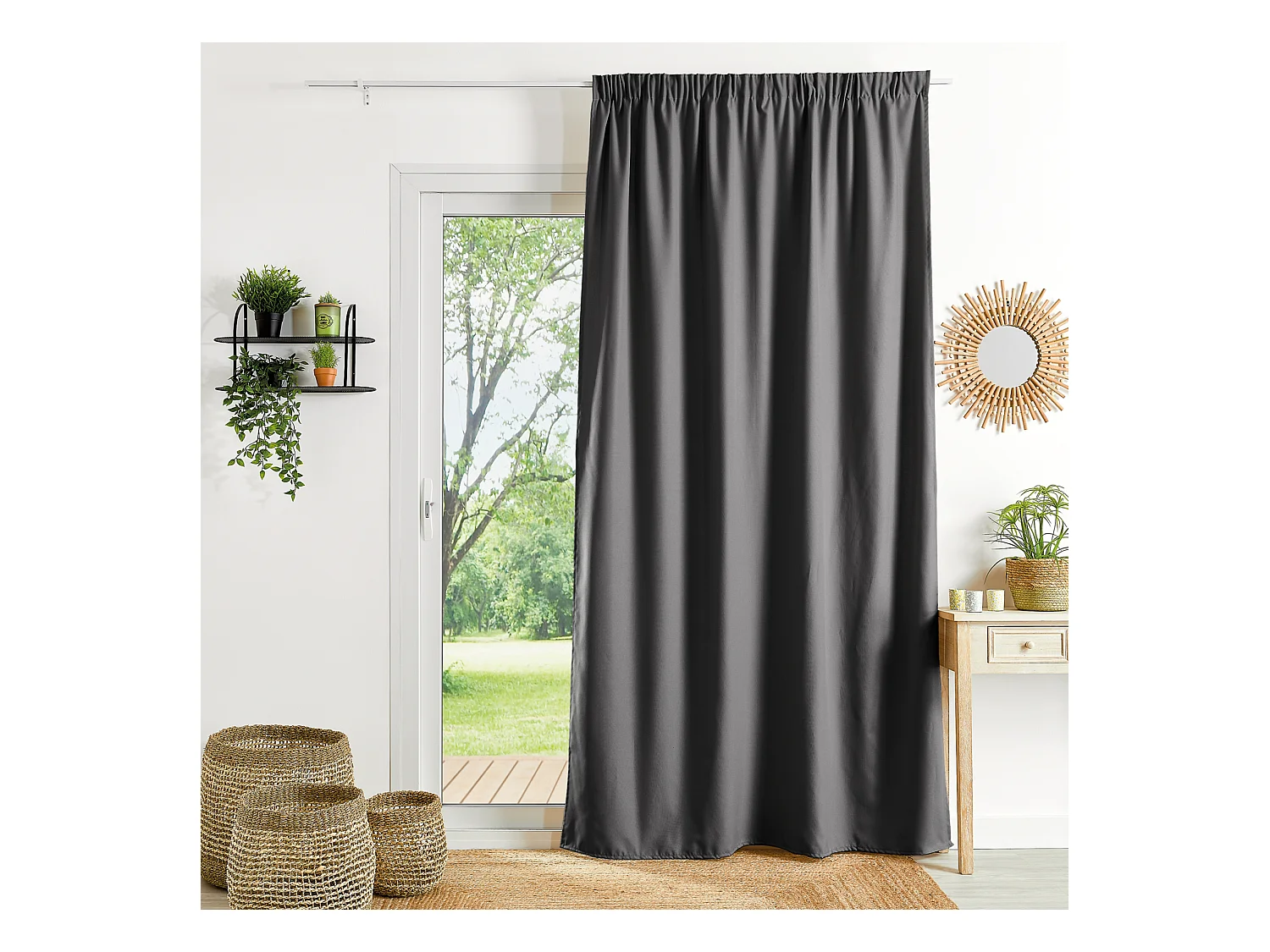 Cortina ignífuga M1 con fruncidos