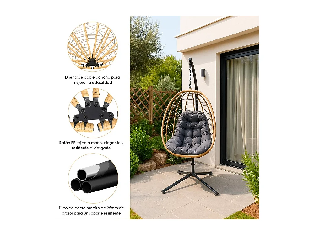 Silla Colgante Yoevu - para interior y exterior - YV-SWINGCHAIR