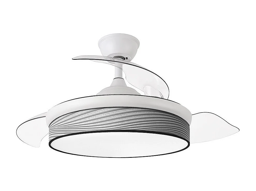 Ventilador DC Moda blanco/surco gris LED 91 cm con mando y memoria