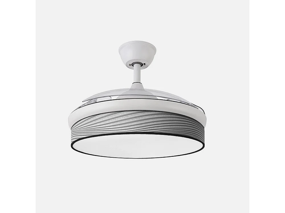 Ventilador DC Moda blanco/surco gris LED 91 cm con mando y memoria