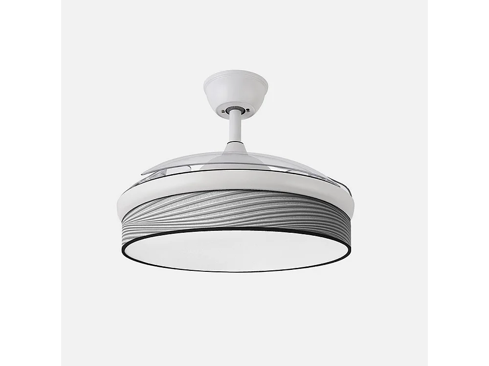 Ventilador DC Moda blanco/surco gris LED 91 cm con mando y memoria
