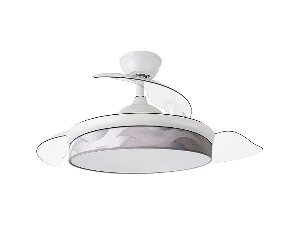 Ventilador DC Moda blanco/ola gris LED 91 cm con mando y memoria