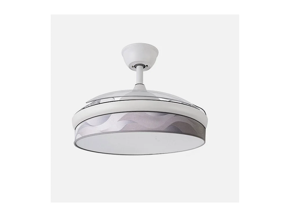 Ventilador DC Moda blanco/ola gris LED 91 cm con mando y memoria