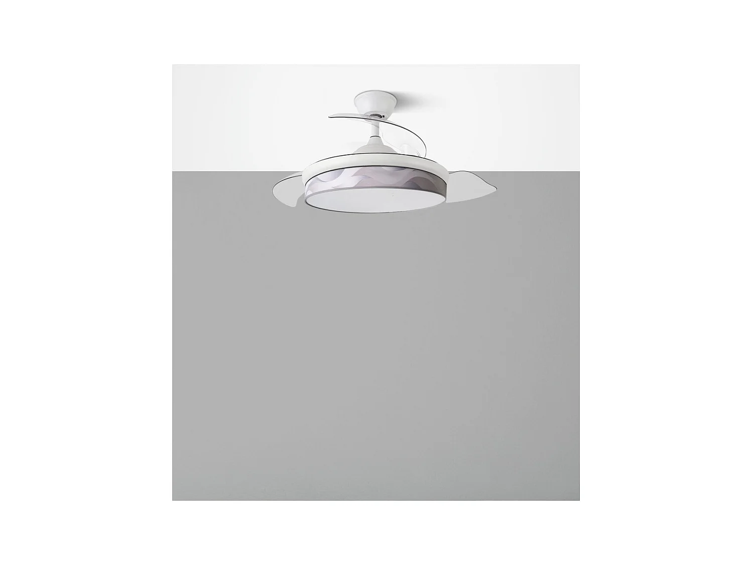 Ventilador DC Moda blanco/ola gris LED 91 cm con mando y memoria