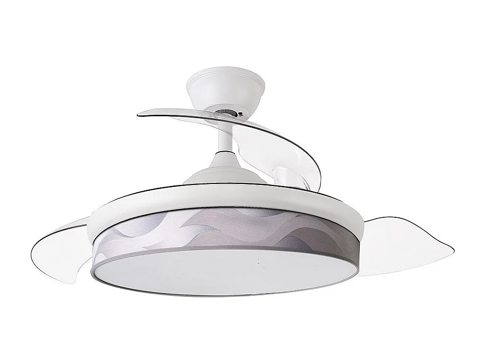 Ventilador DC Moda blanco/ola gris LED 91 cm con mando y memoria