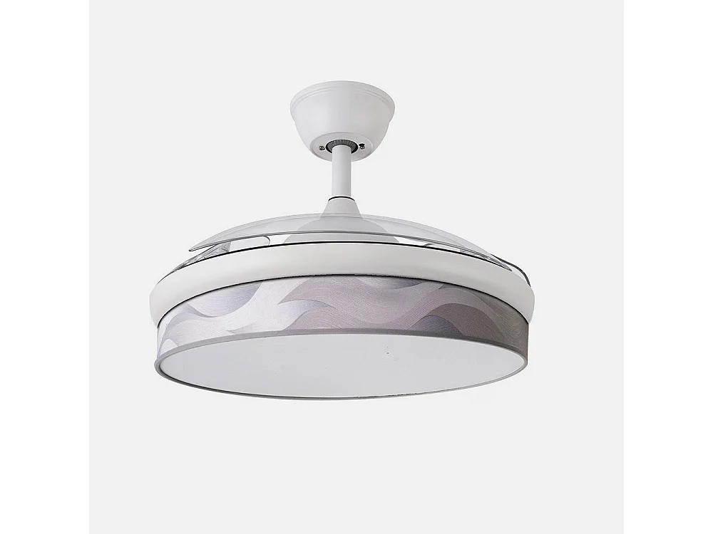 Ventilador DC Moda blanco/ola gris LED 91 cm con mando y memoria