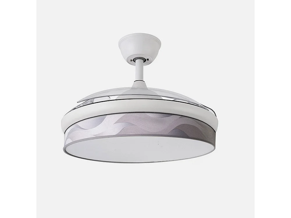 Ventilador DC Moda blanco/ola gris LED 91 cm con mando y memoria