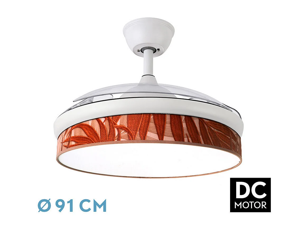 Ventilador DC Moda blanco/caldera LED 91 cm con mando a distancia