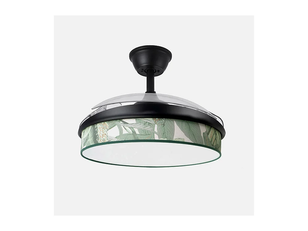 Ventilador DC Moda negro/hoja verde LED 91 cm con mando y memoria
