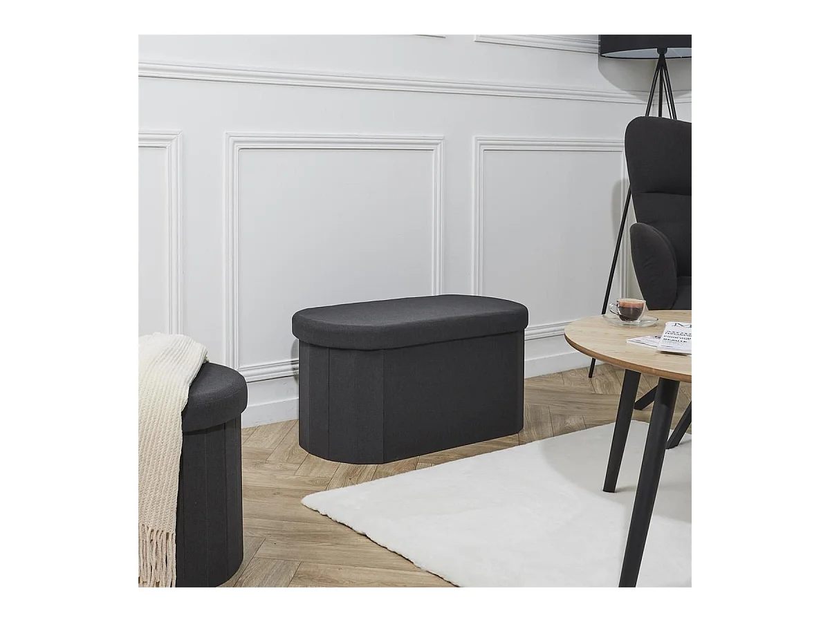 Coffre Banc Pliable Noir 76x38 cm - MITHIA