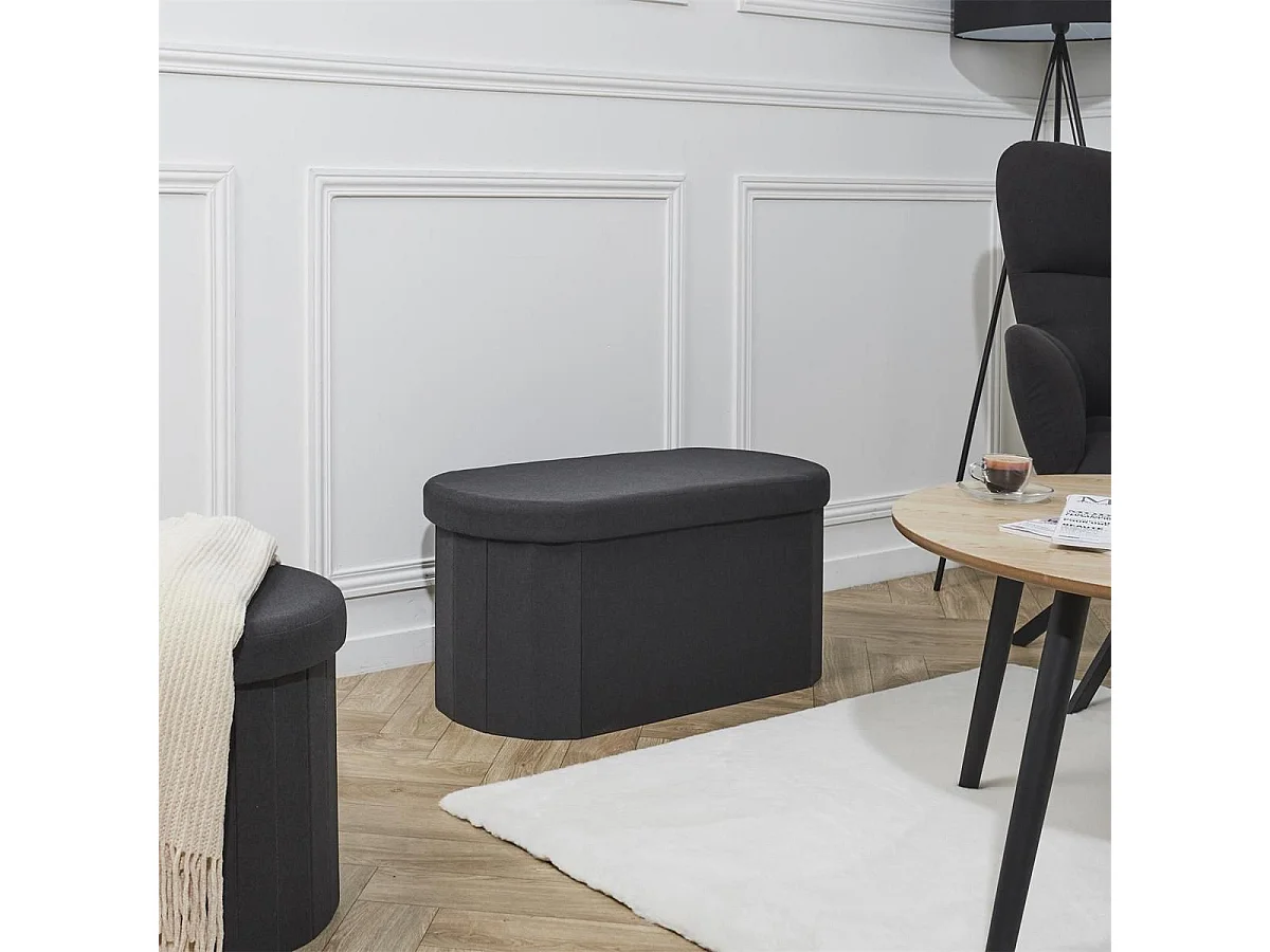 Coffre Banc Pliable Noir 76x38 cm - MITHIA
