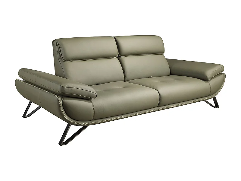 3-Sitzer-Sofa aus olivgrünem Leder