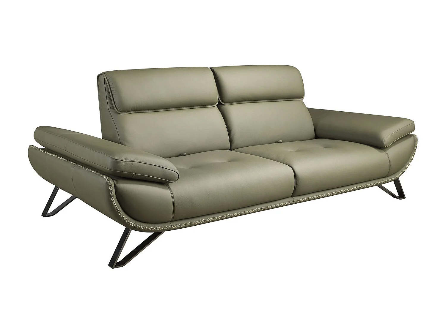 3-Sitzer-Sofa aus olivgrünem Leder