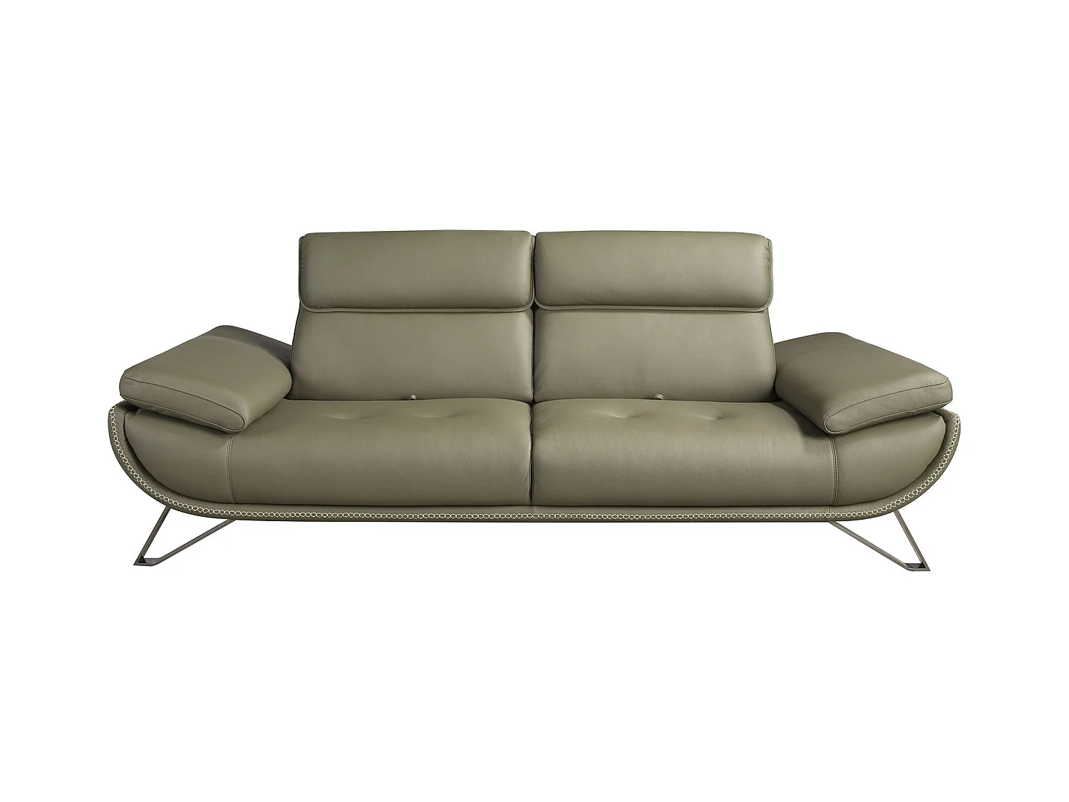 3-Sitzer-Sofa aus olivgrünem Leder