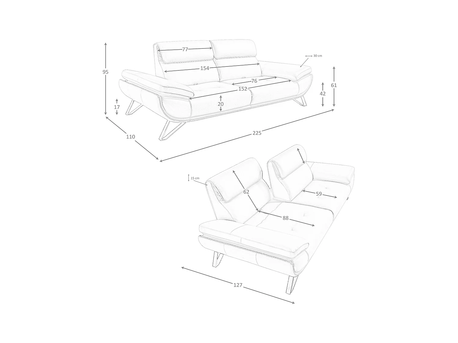3-Sitzer-Sofa aus olivgrünem Leder