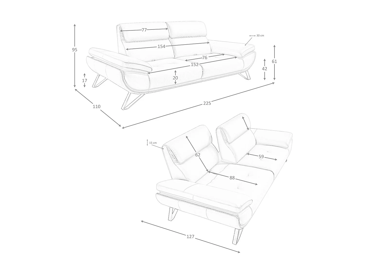 Canapé 3 places en cuir vert olive 6245 ANGEL CERDA