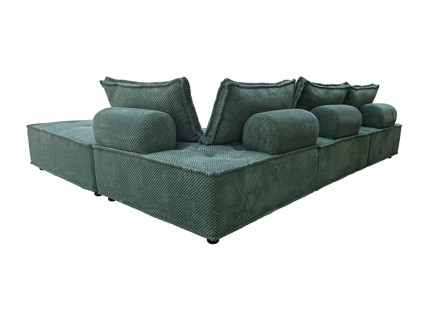 Canapé d'angle modulable 4 places en velours texturé vert STAVA