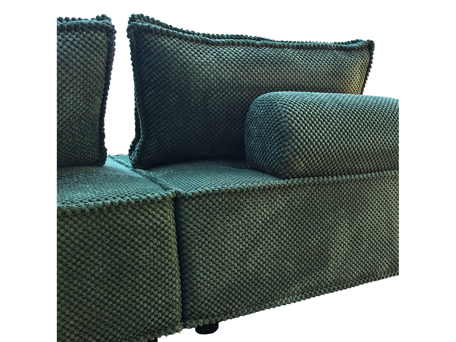 Canapé d'angle modulable 4 places en velours texturé vert STAVA