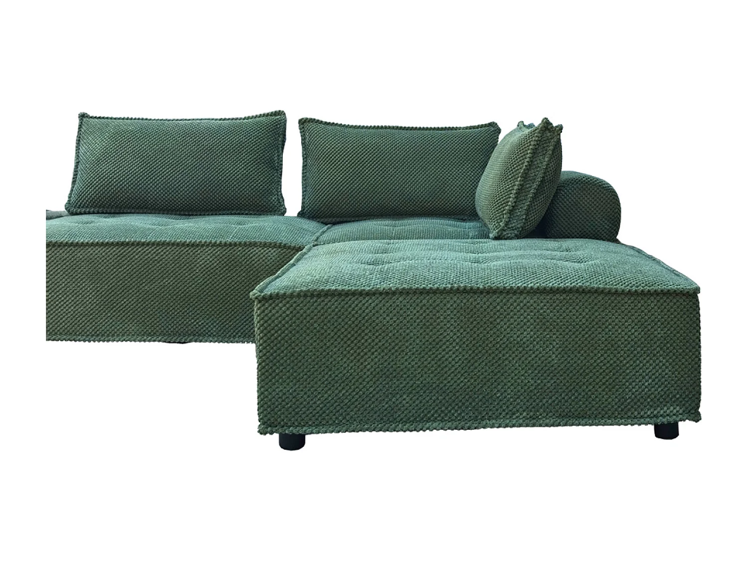 Canapé d'angle modulable 4 places en velours texturé vert STAVA