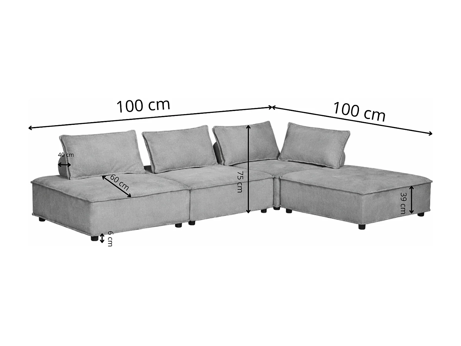 Canapé d'angle modulable 4 places en velours texturé vert STAVA
