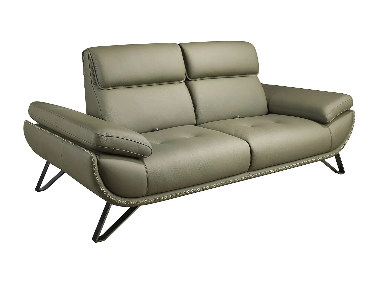 2-Sitzer-Sofa aus olivgrünem Leder