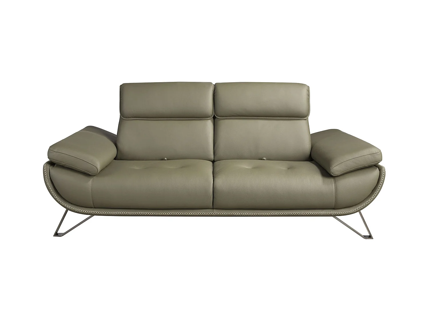 2-Sitzer-Sofa aus olivgrünem Leder