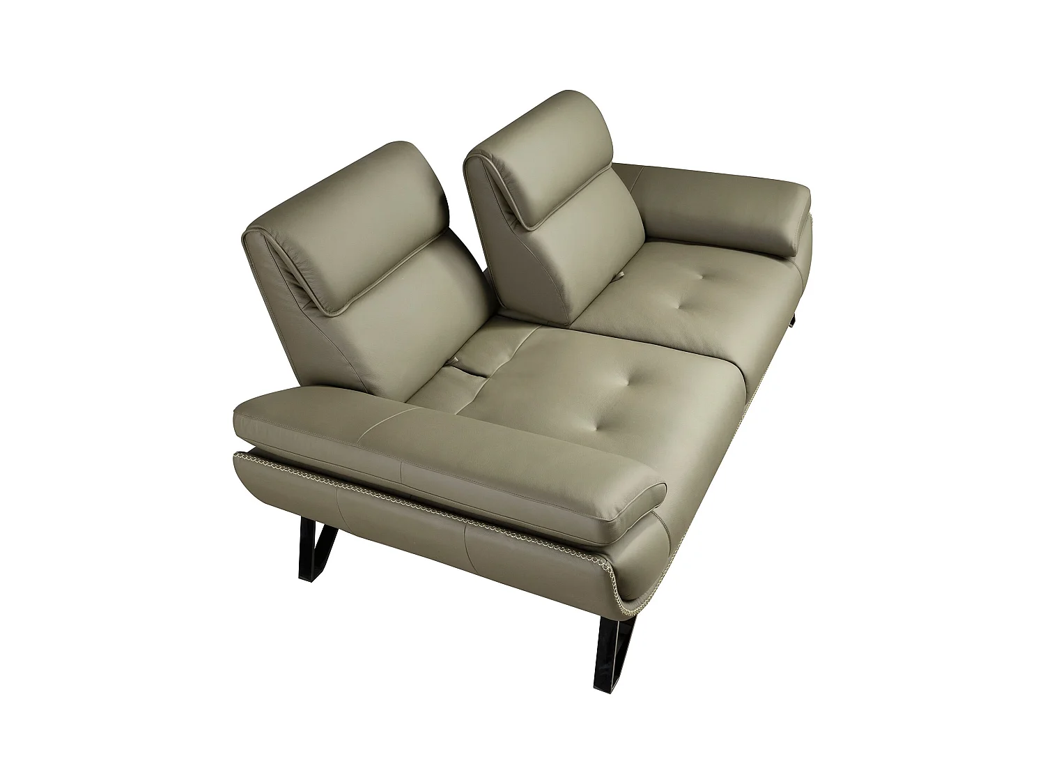 2-Sitzer-Sofa aus olivgrünem Leder