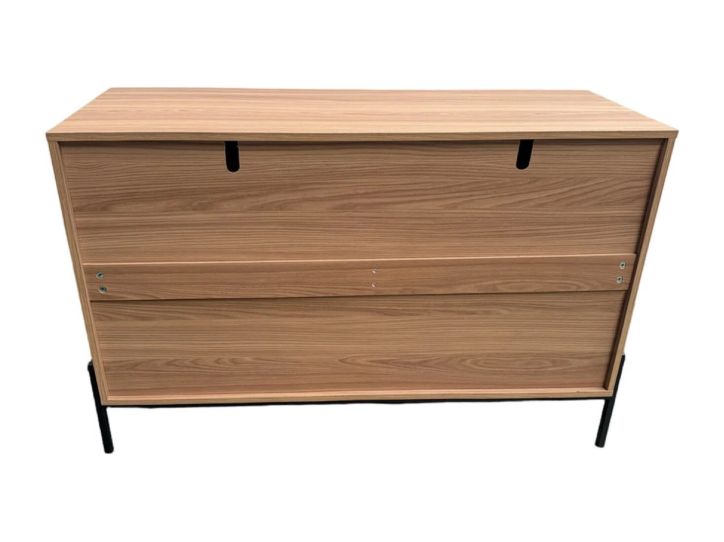 Commode 6 tiroirs décor bois rainuré 124cm VALLO