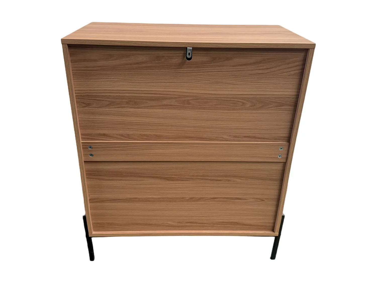 Commode 4 tiroirs décor bois rainuré 84cm VALLO