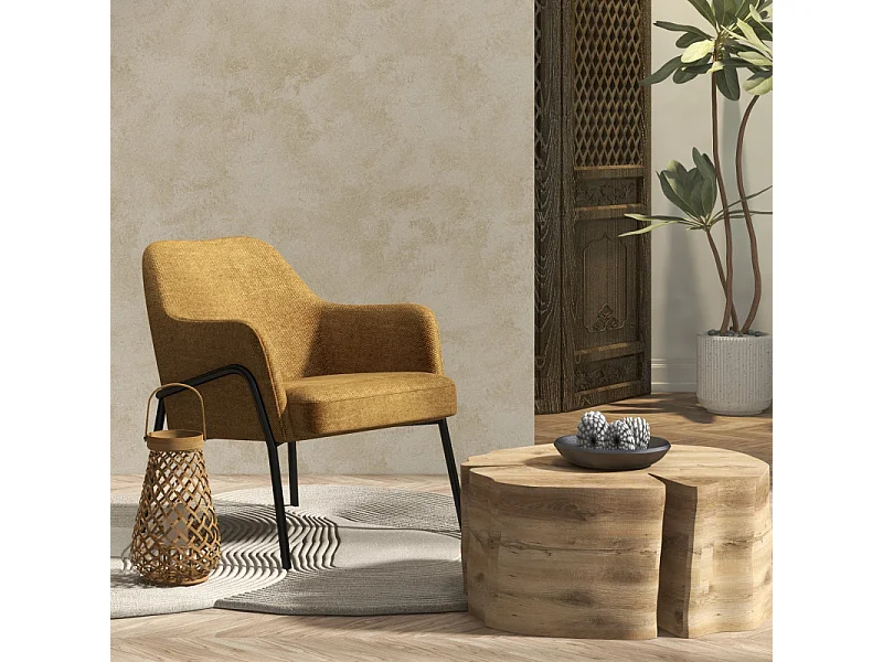 LAYTON-Poltrona in tessuto Luxury Senape