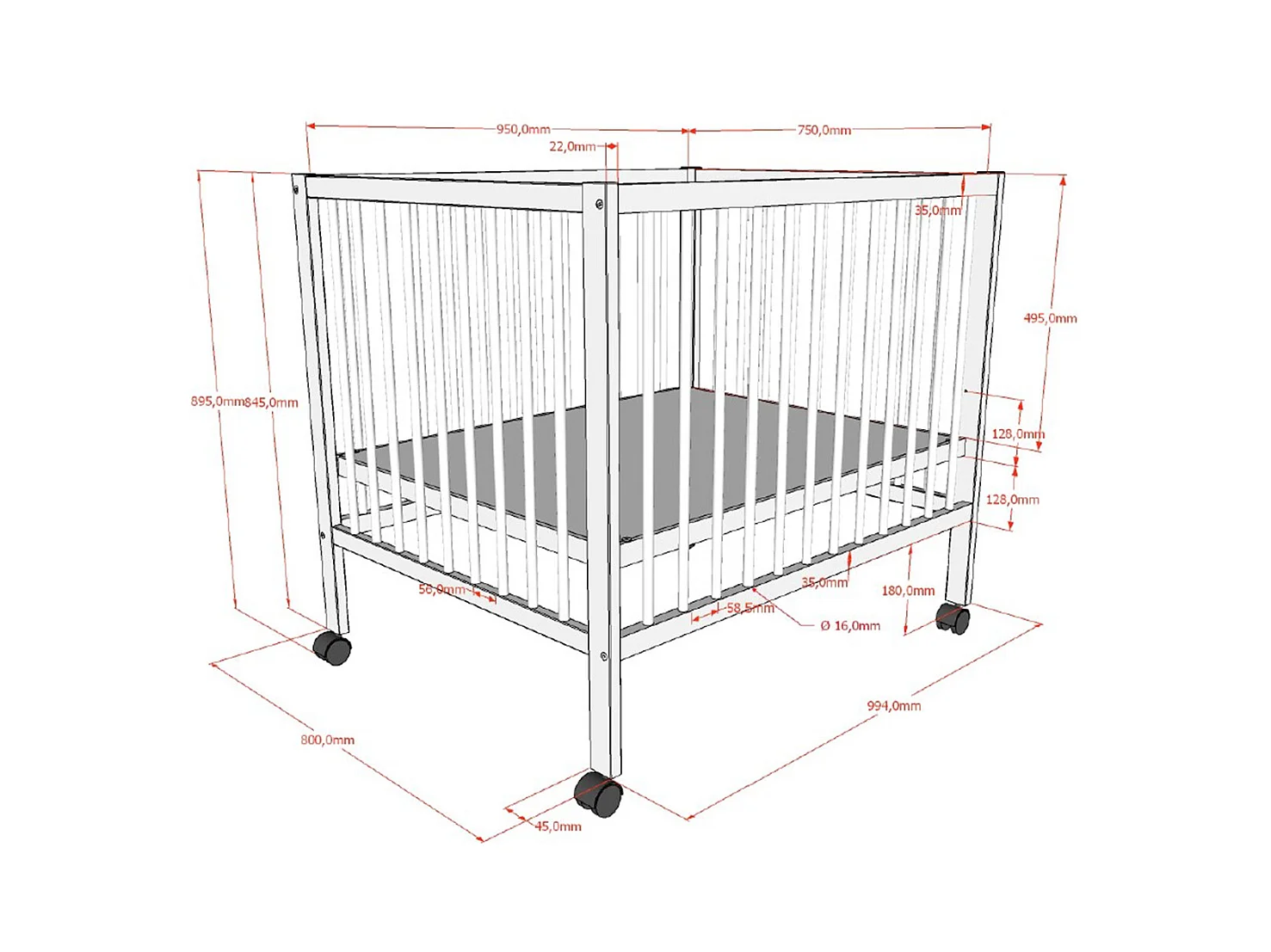 Parc bébé 95x75 Meryl Anthracite