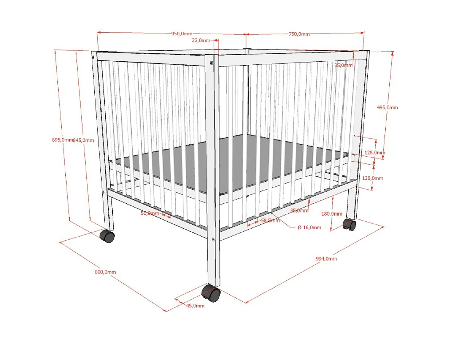 Parc bébé 95x75 Meryl Anthracite